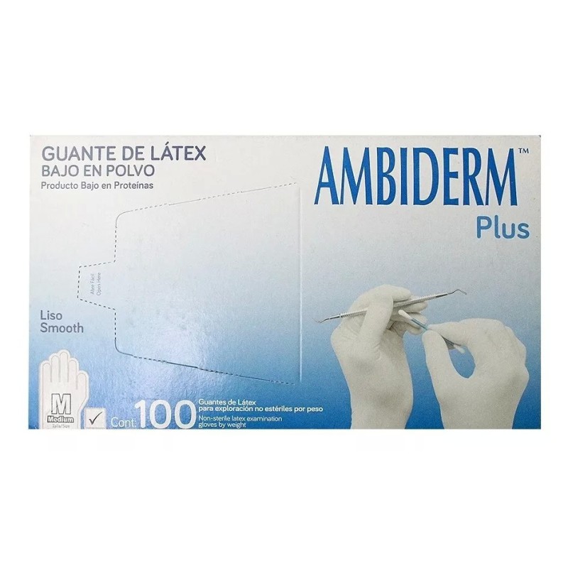 Guantes De Latex Para Exploracion Ambiderm Plus Mediano